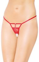 mini stringi z cyrkoniami i wycięciem softline 2461 czerwone s/l