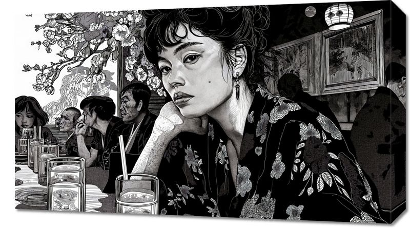 Obraz 70x40cm Czarne Kimono zdjęcie 1