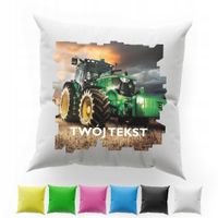 POSZEWKA Z NADRUKIEM BAWEŁNIANA 40x40CM - TRAKTOR CIĄGNIK POLE ROLNIK ŻNIWA