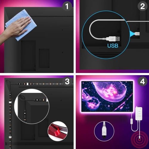 Taśma LED do telewizora 3m synchronizacja z muzyką na Arena.pl