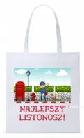 Dla Listonosza Prezent Torba Eco Biała Shopper Z Nadrukiem Ze Zdjęciem