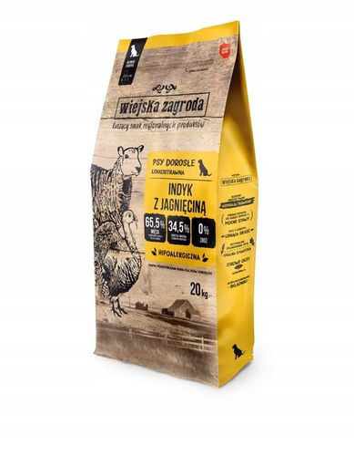 Wiejska Zagroda Karma sucha dla psa INDYK z JAGNIĘCINĄ Średnie rasy M 20kg na Arena.pl