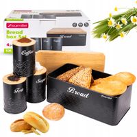 CHLEBAK POJEMNIK NA CHLEB + 3 POJEMNIKI kawa herbata cukier KOMPLET KAMILLE