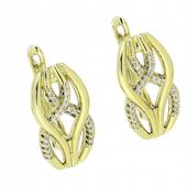 Kolczyki pozłacane ażurowe z cyrkoniami 20×11 mm 14K