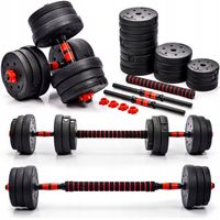 HANTLE REGULOWANE BITUMICZNE ZE SZTANGĄ 2x20kg zestaw hantli z łącznikiem