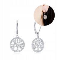 KOLCZYKI SREBRNE RODOWANE DAMSKIE ANGIELSKIE DRZEWKA SREBRO PRÓBA 925