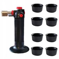 FOREMKI CERAMICZNE CZARNE MISECZKI DO CREME BRULEE 8SZT + OPALARKA ZESTAW
