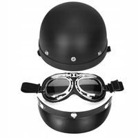 KASK MOTOCYKLOWY ORZESZEK HEŁM CZARNY RETRO CHOPPER NIEMIECKI GOGLE DASZEK