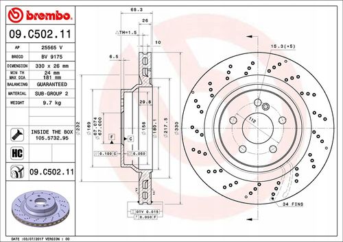 TARCZA HAM TYL 330X26 V BREMBO na Arena.pl