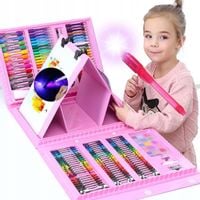 Zestaw artystyczny do malowania 208 el w walizce + KREDKI + DŁUGOPIS UV