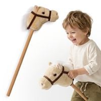 Koń na kiju Mamabrum Hobby Horse pluszowy beżowy dla dzieci 80 cm