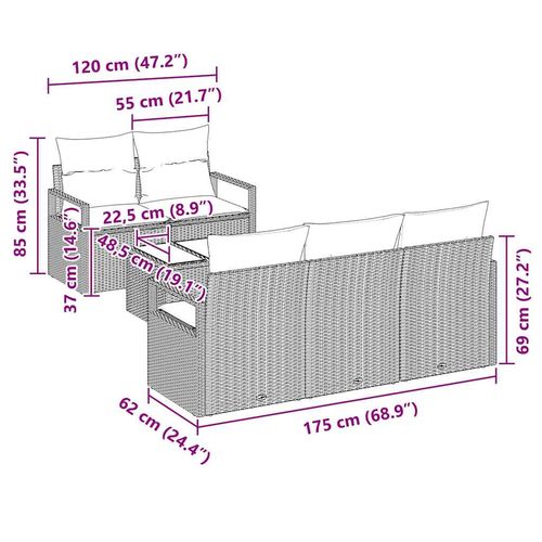 Zestaw Sof na Ogród 6 pcs Beżowy i szary 55 x 55 x 37 cm na Arena.pl