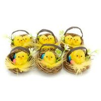 kurczaki wielkanocne w gniazdkach 5,5 cm. 6 szt. WKZ-8284