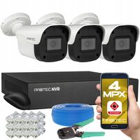 Monitoring cyfrowy IP 3 kamery 4Mpx PoE z mikrofonem podgląd online bez HDD