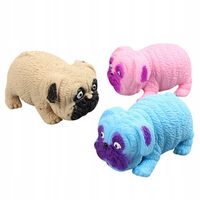 3x GNIOTEK PIES MOPS PIASKOWY ANTYSTRESOWY SENSORYCZNY ROZCIĄGANY PRANK