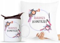 Zestaw Poduszka + Kubek Kosmetyczki Makijażystki Z Nadrukiem Ze Zdjęciem