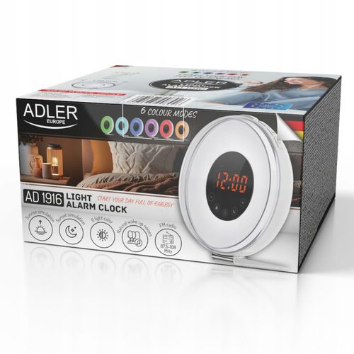 Budzik Świetlny Radio Symulacja Wschodu Słońca Dźwięki Natury Adler Ad1916 na Arena.pl