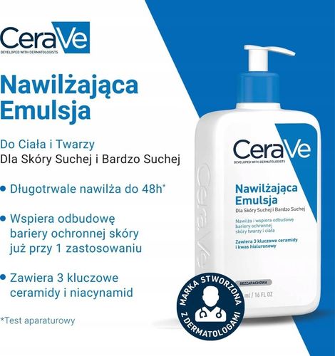 CeraVe Nawilżająca Emulsja do Twarzy i Ciała 236 ml do skóry suchej na Arena.pl