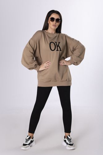 Bluza oversize z nadrukiem - Brązowy U na Arena.pl