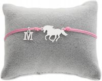 Bransoletka sznurkowa z konikiem konik koń dowolna LITERKA SREBRO 925