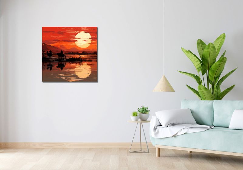 Obraz 70x70cm Zachód Słońca na Prerii zdjęcie 2