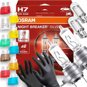 Żarówki Osram H7 Night Breaker Silver 100% W5W Led BEZPIECZNIKI Rękawiczki