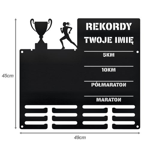 Wieszak na medale i numery startowe REKORDY BIEGOWE RUN twoje imię 342.1 na Arena.pl