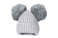 BROEL SONIA czapka na zimę dwa pompony szara 52-54