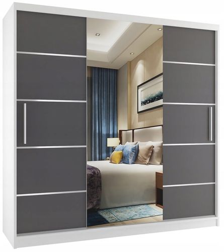 Szafa przesuwna PREMIUM z lustrem SZUFLADY 200 cm na Arena.pl