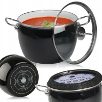 GARNEK TRADYCYJNY EMALIOWANY 5 L CZARNY BARYŁKA Z POKRYWKĄ GAZ INDUKCJA