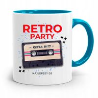Dla Dja Muzyka Kubek Błękitny Retro Party Z Nadrukiem Ze Zdjęciem