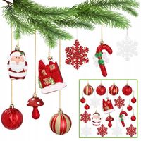 Komplet czerwonych ozdób choinkowych, bombki choinkowe,zestaw bombek 20szt