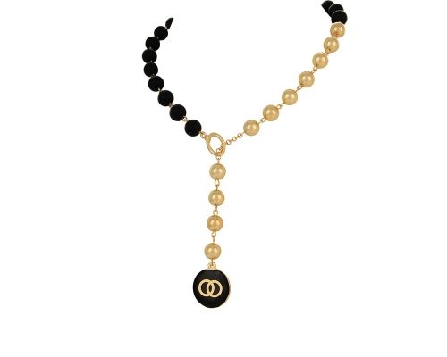 naszyjnik - krawatka z onyksów i kulek z plasterkiem (c23/kor/189au) na Arena.pl