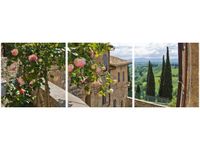 90X30CM RÓŻE BALKONIE TRÓJ OBRAZ