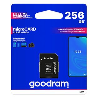 GOODRAM MICROCARD 256 GB KARTA PAMIĘCI MICRO SD XC UHS-I CLASS 10, ADAPTER SD (M1AA-2560R12)
