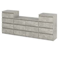 Komoda Meblościanka Rtv Salon 220cm 14 Szuflad Pojemna Szafka Salon Beton