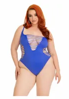 plus shredded racer back thong bodysuit czarny bezszwowy xl/xxl