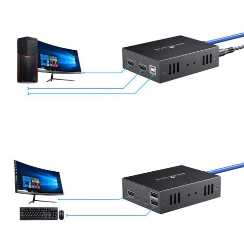 NIEKOMPLETNY Przedłużacz HDMI PWAYTEK KVM Ethernet 45m Cat5e/6 POWYSTAWOWY na Arena.pl
