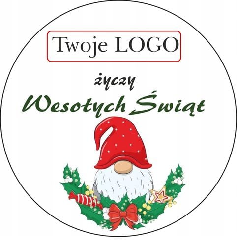 naklejki ŚWIĄTECZNE z życzeniami do prezentów na paczki z twoim LOGO 100szt na Arena.pl