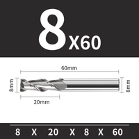 Frez trzpieniowy VHM 2-ostrzowy do aluminium Rozmiar: Ø8x24x8x60L