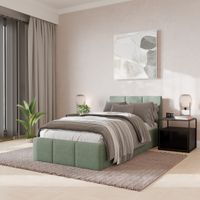 ŁÓŻKO POJEDYNCZE 90x200cm ŁÓŻKO TAPICEROWANE Z POJEMNIKIEM MIĘTOWE