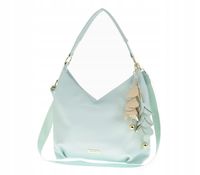 Laura Biaggi - torebka shopper zielony groszek brelok kwiaty beżowy L326018