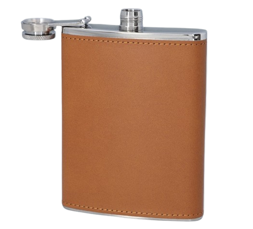 JasnoBrązowa Piersiówka Obszyta Skórą 8 OZ ok. 240 ml  Stal Nierdzewna na Arena.pl