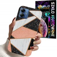 ETUI DO MOTOROLA MOTO G14 - GEOMETRYCZNE WZORY DLA KOBIET PLECKI + SZKŁO