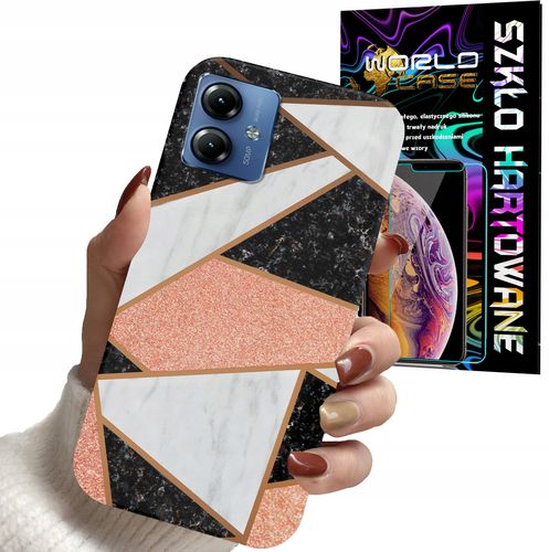 ETUI DO MOTOROLA MOTO G14 - GEOMETRYCZNE WZORY DLA KOBIET PLECKI + SZKŁO na Arena.pl