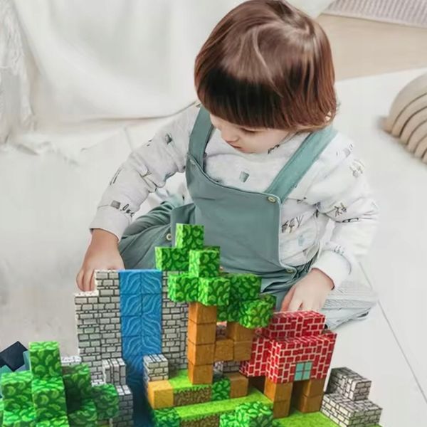 KLOCKI MAGNETYCZNE KLOCKI SZEŚCIANY 200 KLOCKÓW + 1 LUDZIK KLOCKI PIKSELE zdjęcie 4