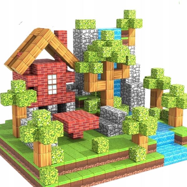 KLOCKI MAGNETYCZNE KLOCKI SZEŚCIANY 200 KLOCKÓW + 1 LUDZIK KLOCKI PIKSELE zdjęcie 1