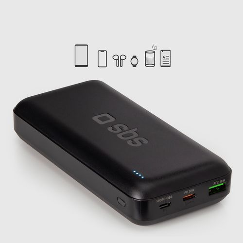 Powerbank 20000 mAh PD USB-C USB-A Micro-USB 20W - czarny na Arena.pl