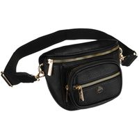 czarna saszetka damska ze skóry ekologicznej, zamykana suwakiem eterson