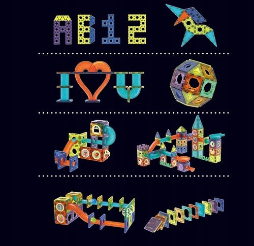 KLOCKI MAGNETYCZNE SWIECĄCE TOR KULKOWY KONSTRUKCYJNY 110 ELE KULODROM DUŻE na Arena.pl